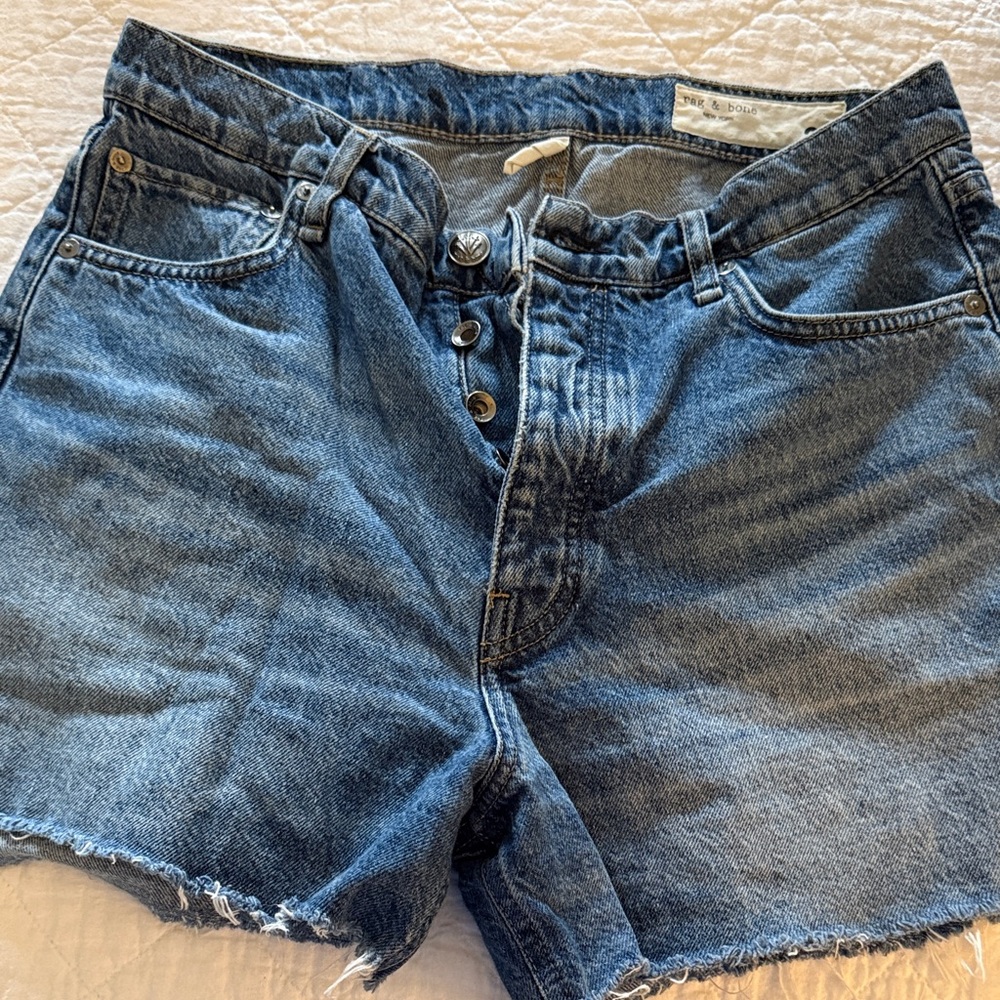 Rag and Bone - High Rise Denim Button-Fly Shorts